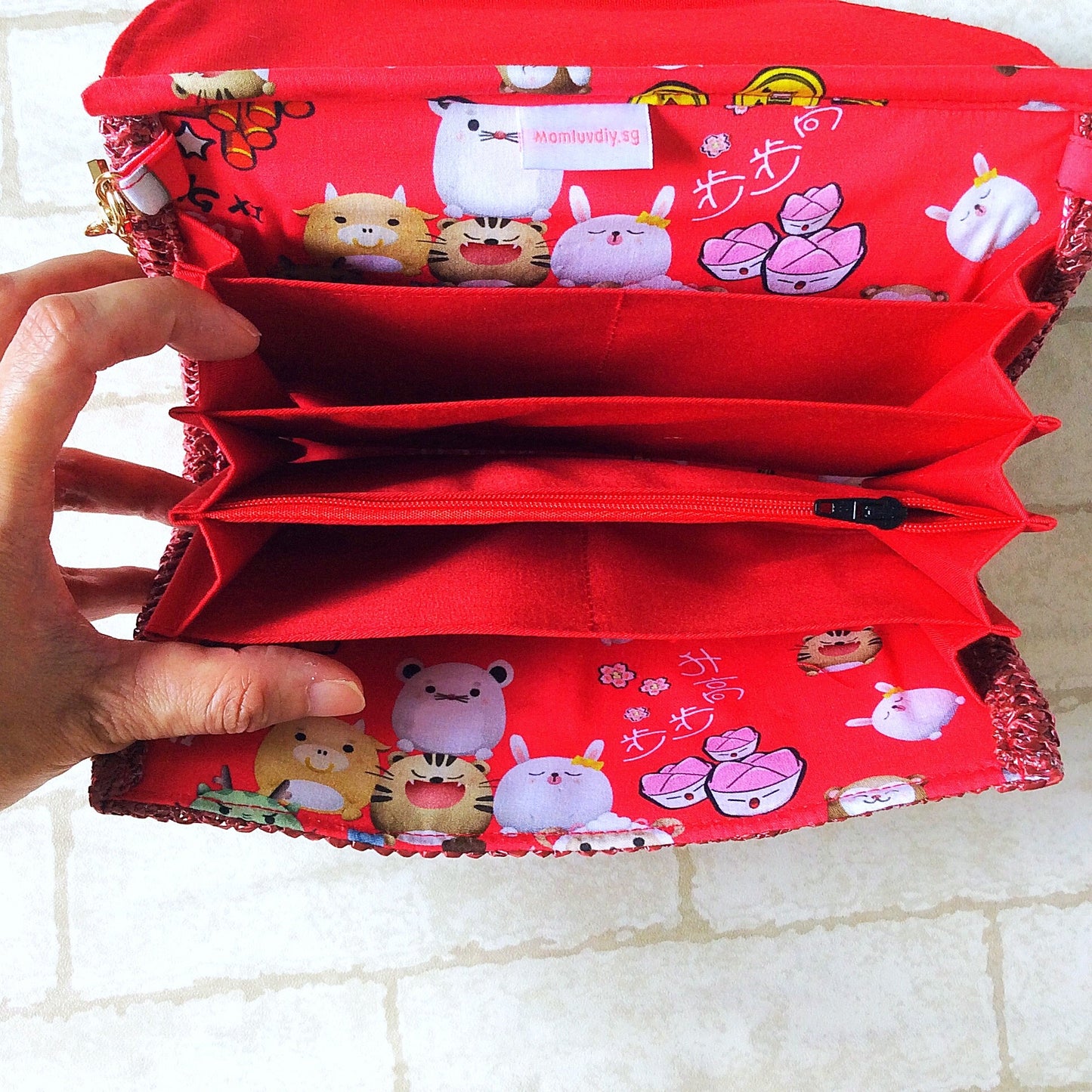 Elegant Sling Ang Bao Organizer with shoulder sling |  Flap Pouch for Red Packets | Sling HK Organiser 40 Red Packets | HK Design 22B28